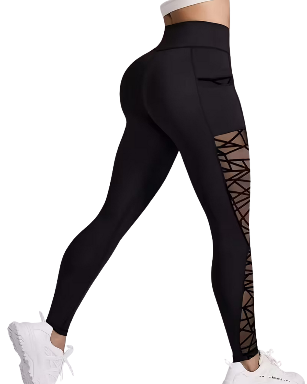 Mesh Panel Yoga Pants with Pockets for Women