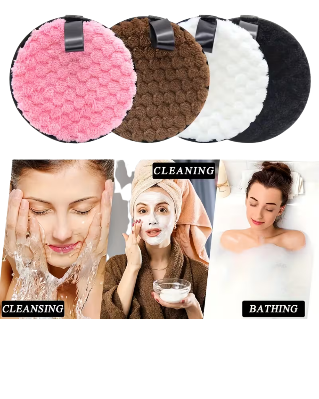 4-Pack Soft Microfiber Facial Cleansing Puffs